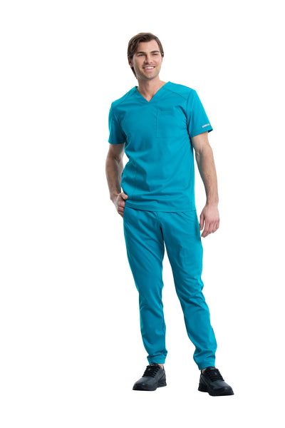 Teal Blue - Cherokee Workwear Revolution Men's V-Neck Top