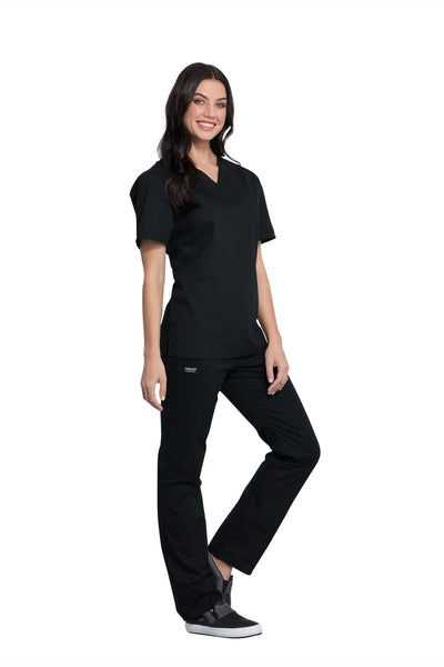 Black - Cherokee Workwear Professionals Unisex Pocketless V-Neck Top