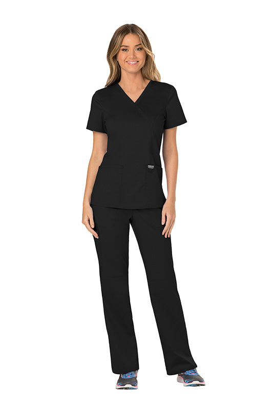 Black - Cherokee Workwear Revolution Mock Wrap Top