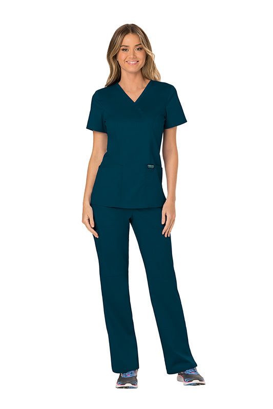 Caribbean Blue - Cherokee Workwear Revolution Mock Wrap Top