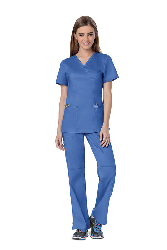 Ciel Blue - Cherokee Workwear Revolution Mock Wrap Top