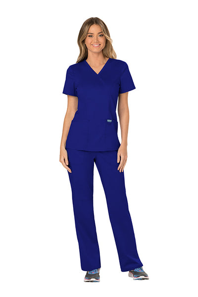 Galaxy Blue - Cherokee Workwear Revolution Mock Wrap Top