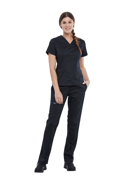 Black - Cherokee Workwear Revolution Petite V-Neck Top