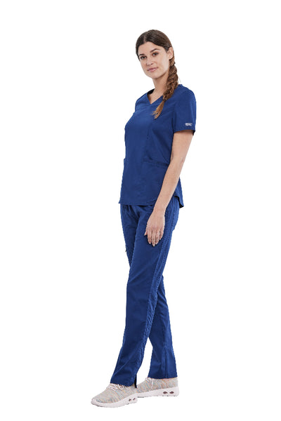 Navy - Cherokee Workwear Revolution Petite V-Neck Top
