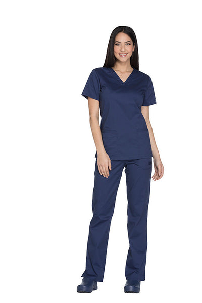 Navy - Cherokee Workwear Core Stretch V-Neck Top