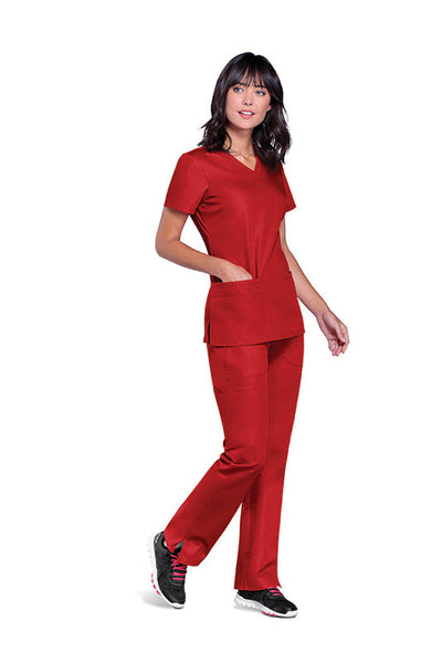 Red - Cherokee Workwear Originals V-Neck Top