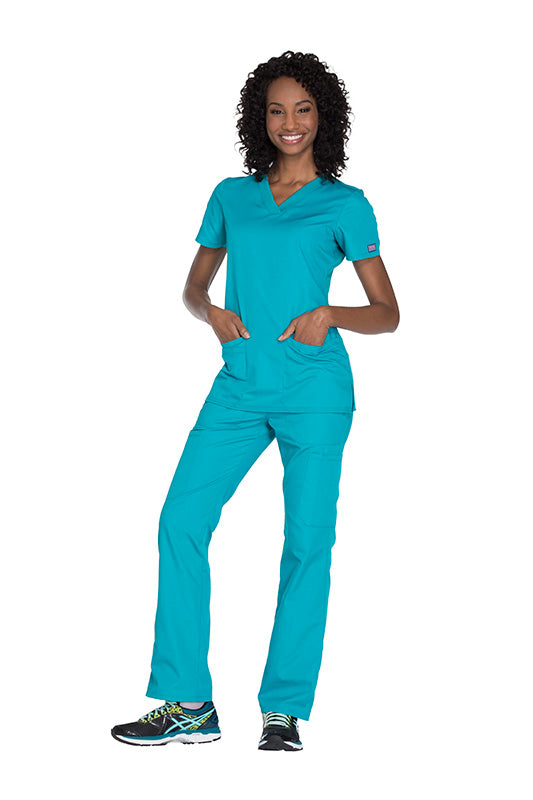 Teal Blue - Cherokee Workwear Originals V-Neck Top