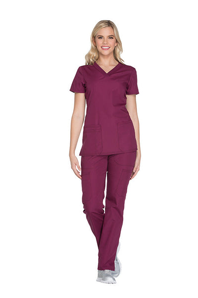 Wine - Cherokee Workwear Originals V-Neck Top