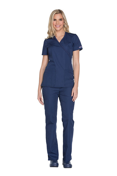 Navy - Cherokee Workwear Originals Mock Wrap Top