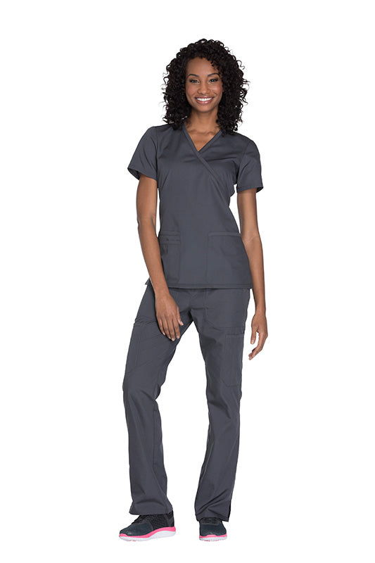 Pewter - Cherokee Workwear Originals Mock Wrap Top