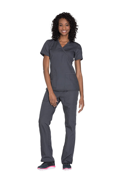 Pewter - Cherokee Workwear Originals Mock Wrap Top