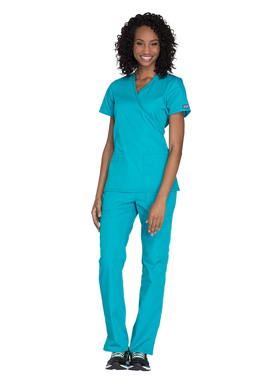 Teal Blue - Cherokee Workwear Originals Mock Wrap Top