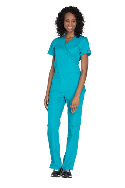 Teal Blue - Cherokee Workwear Originals Mock Wrap Top
