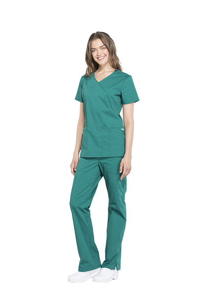 Hunter Green - Cherokee Workwear Professionals Mock Wrap Top