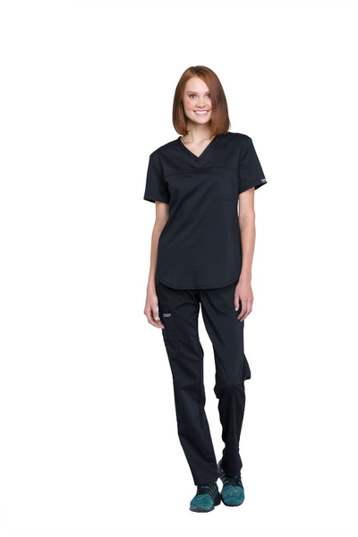 Black - Cherokee Workwear Revolution Tuckable V-Neck O.R. Top