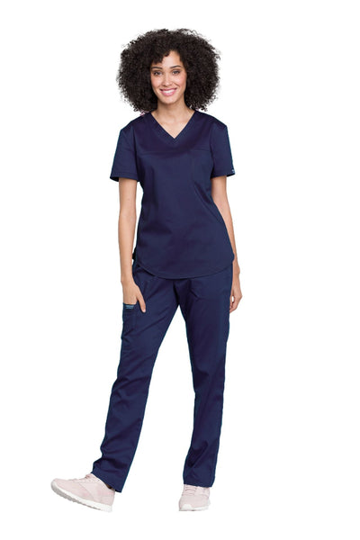 Navy - Cherokee Workwear Revolution Tuckable V-Neck O.R. Top