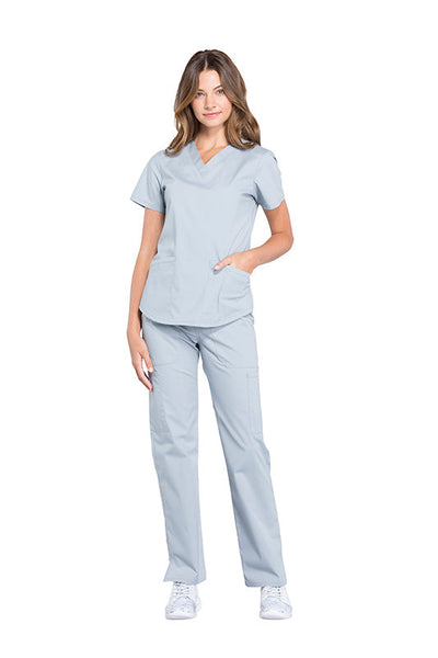 Grey - Cherokee Workwear Professionals V-Neck Top