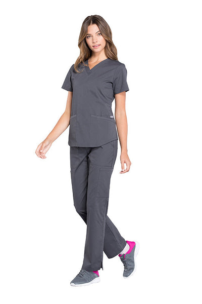Pewter - Cherokee Workwear Professionals V-Neck Top