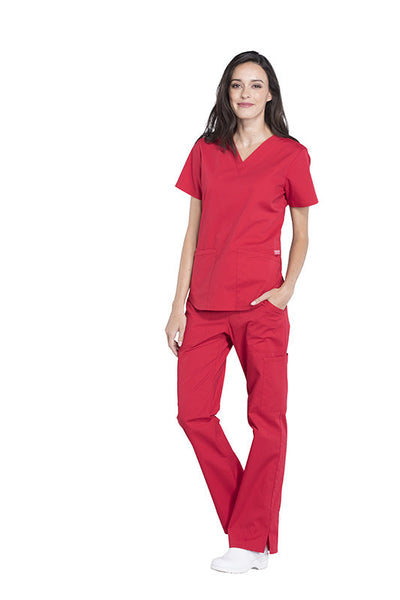 Red - Cherokee Workwear Professionals V-Neck Top