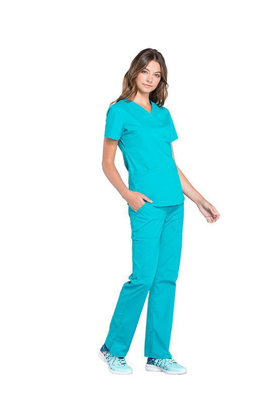 Teal Blue - Cherokee Workwear Professionals V-Neck Top