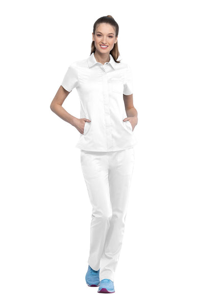 White - Cherokee Workwear Revolution Snap Front Collar Shirt