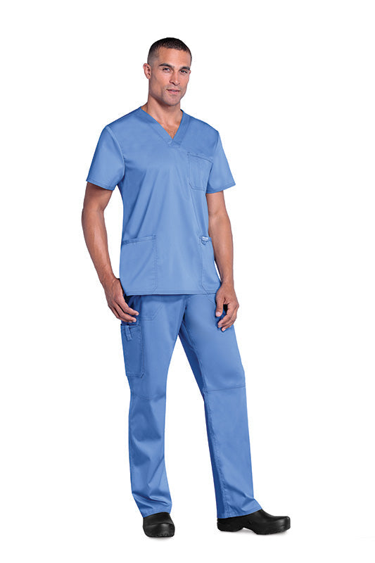 Ciel Blue - Cherokee Workwear Revolution Men's V-Neck Top