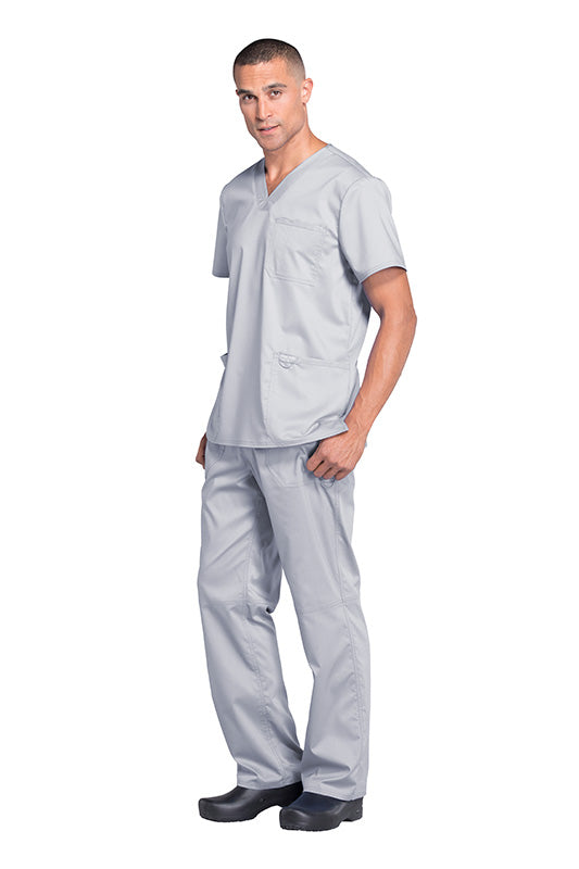 Grey - Cherokee Workwear Revolution Men's V-Neck Top