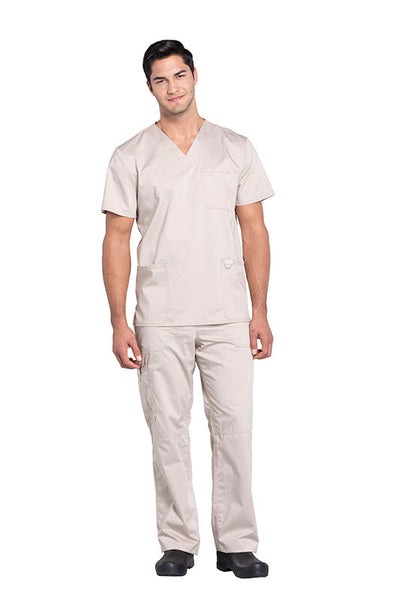 Khaki - Cherokee Workwear Revolution Men's V-Neck Top