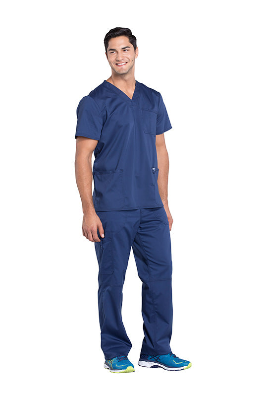 Navy - Cherokee Workwear Revolution Men's V-Neck Top