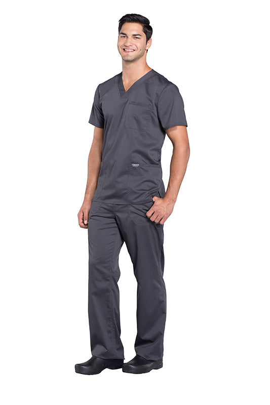 Pewter - Cherokee Workwear Revolution Men's V-Neck Top