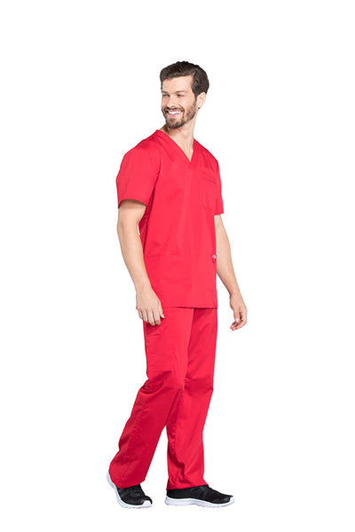 Red - Cherokee Workwear Revolution Men's V-Neck Top