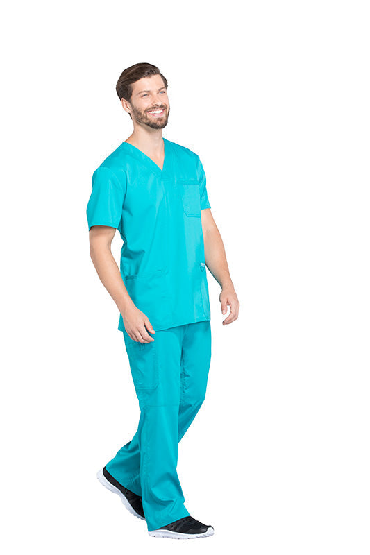 Teal Blue - Cherokee Workwear Revolution Men's V-Neck Top