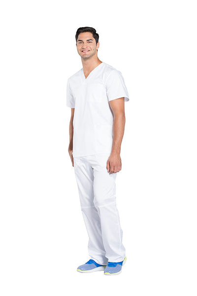 White - Cherokee Workwear Revolution Men's V-Neck Top