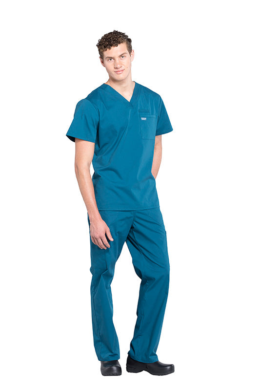 Caribbean Blue - Cherokee Workwear Professionals Men's V-Neck Top