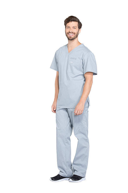 Grey - Cherokee Workwear Professionals Men's V-Neck Top