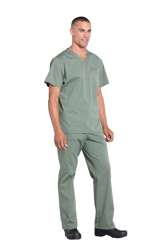 Olive - Cherokee Workwear Professionals Men's V-Neck Top