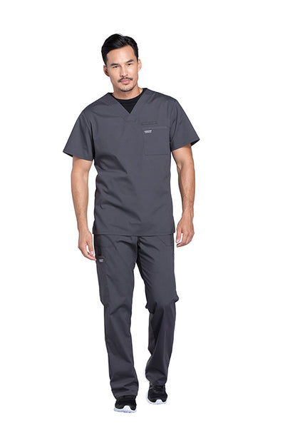Pewter - Cherokee Workwear Professionals Men's V-Neck Top