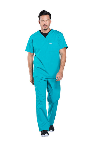 Teal Blue - Cherokee Workwear Professionals Men's V-Neck Top