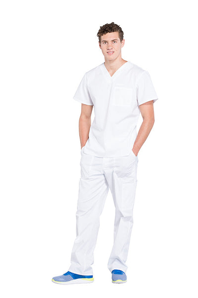 White - Cherokee Workwear Professionals Men's V-Neck Top