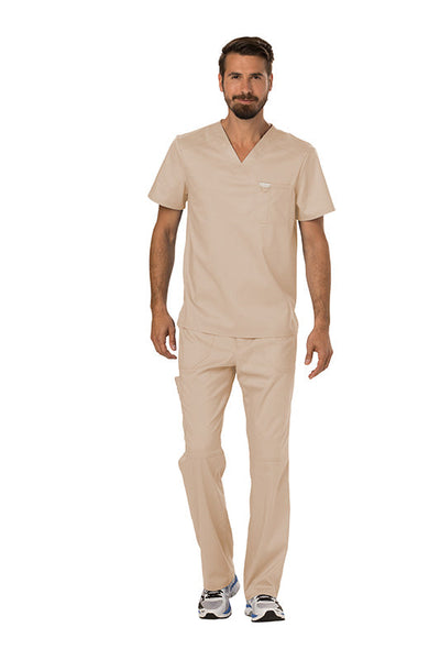 Khaki - Cherokee Workwear Revolution Men's Tuckable V-Neck Top