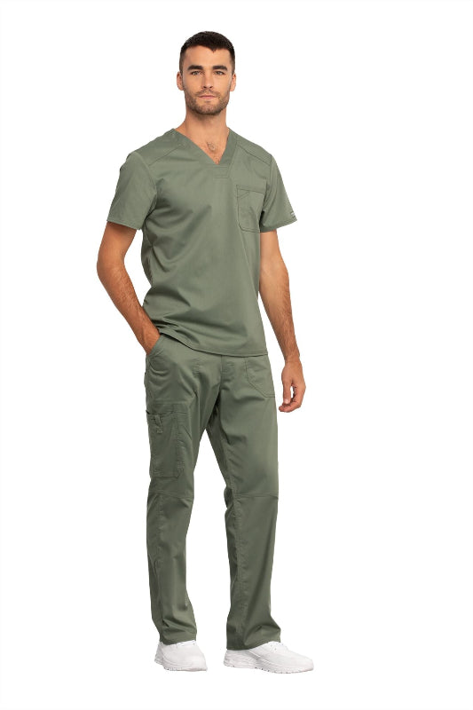 Olive - Cherokee Workwear Revolution Men's Tuckable V-Neck Top