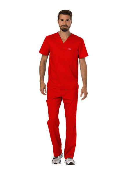 Red - Cherokee Workwear Revolution Men's Tuckable V-Neck Top