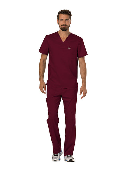Wine - Cherokee Workwear Revolution Men's Tuckable V-Neck Top