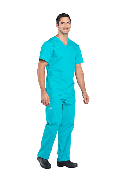 Teal Blue - Cherokee Workwear Professionals Men's V-Neck Top