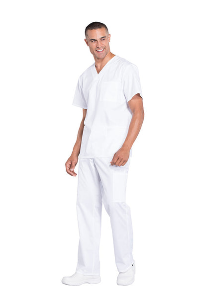 White - Cherokee Workwear Professionals Men's V-Neck Top