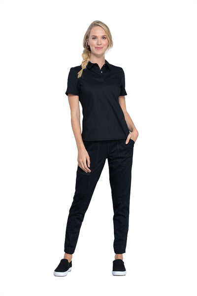 Black - Cherokee Workwear Revolution Snap Front Polo Shirt