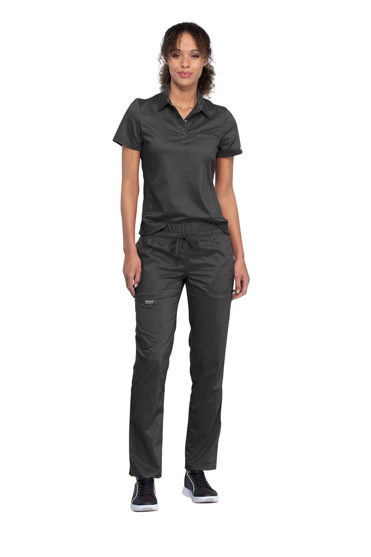 Pewter - Cherokee Workwear Revolution Snap Front Polo Shirt