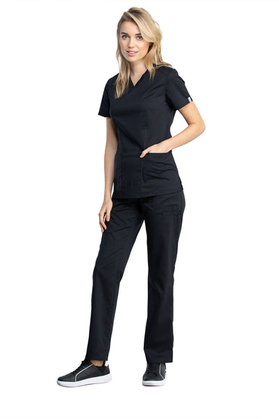 Black - Cherokee Workwear Revolution Tech V-Neck Top
