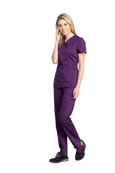 Eggplant - Cherokee Workwear Revolution Tech V-Neck Top