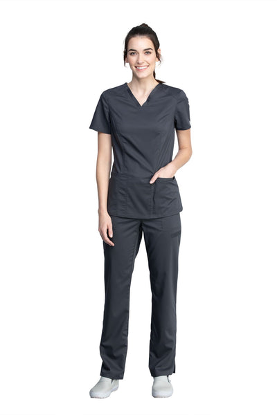 Pewter - Cherokee Workwear Revolution Tech V-Neck Top